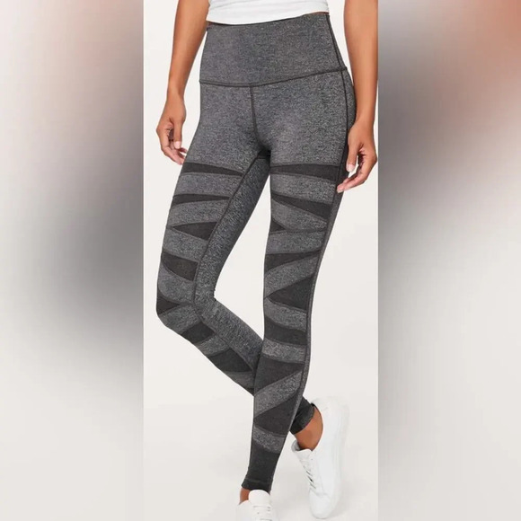 Lululemon Wunder Under Pant High Rise Special Edition Mesh Heathered Black 4 - Picture 1 of 8